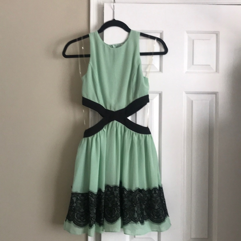 Mustard seed cut out mint dress
